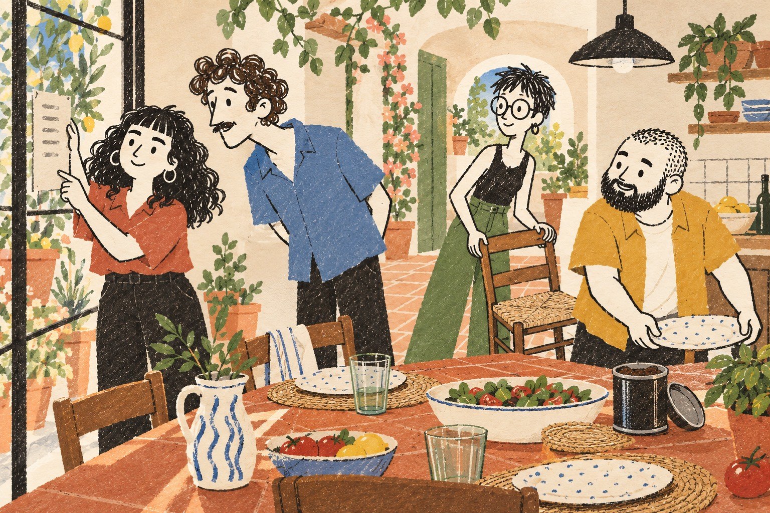 Alba, Inés, Nico y Teo